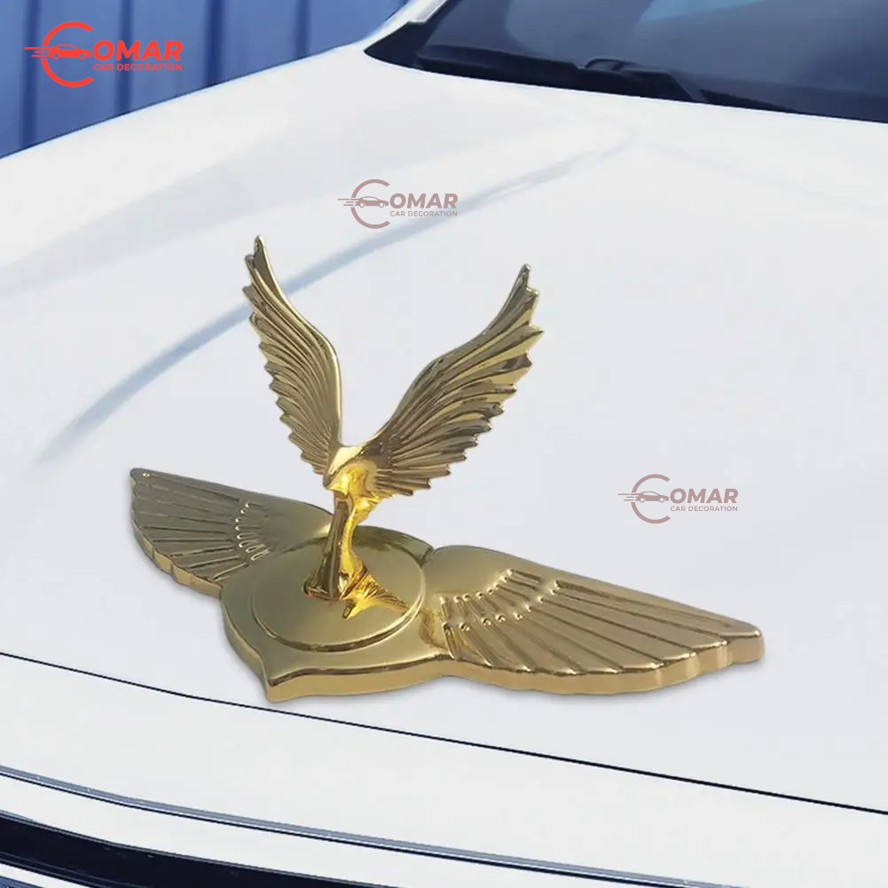 Golden Flying Eagle 3D Hood Emblem – Universal Car Bonnet Badge