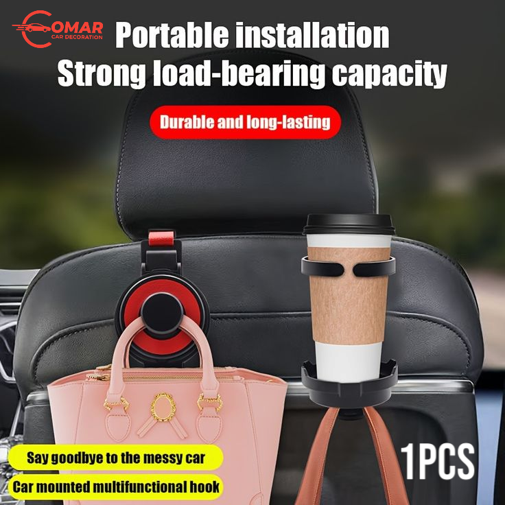 (1Pcs)Car Seat Hook Organizer –3-in-1  Cap Holder, Phone Holder & Purse Hanger
