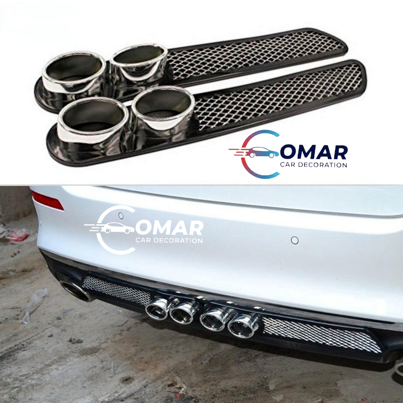 Universal Car Decorative Fake Exhaust Pipe & Mesh Sticker (1 Pair)