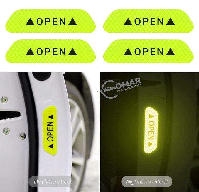 Car Door Reflective Safety Warning Stickers (4 Pcs Set)