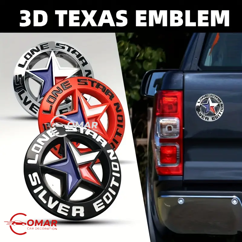 3D Texas Lone Star Metal Emblem (Silver Edition)